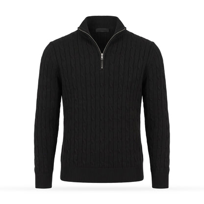 Cable Knit Half Zip Jumper for Men with Zip Collar 1