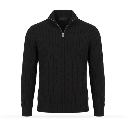 Cable Knit Half Zip Jumper for Men with Zip Collar 1
