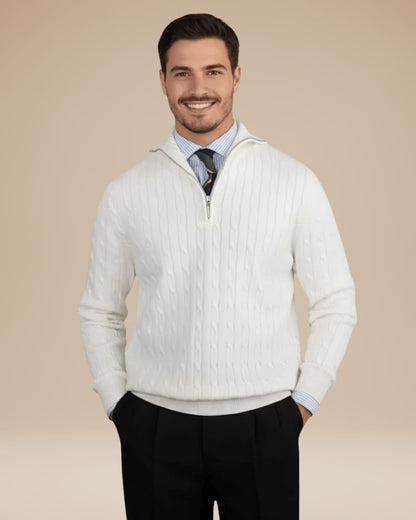 Cable Knit Half Zip Jumper for Men with Zip Collar 3