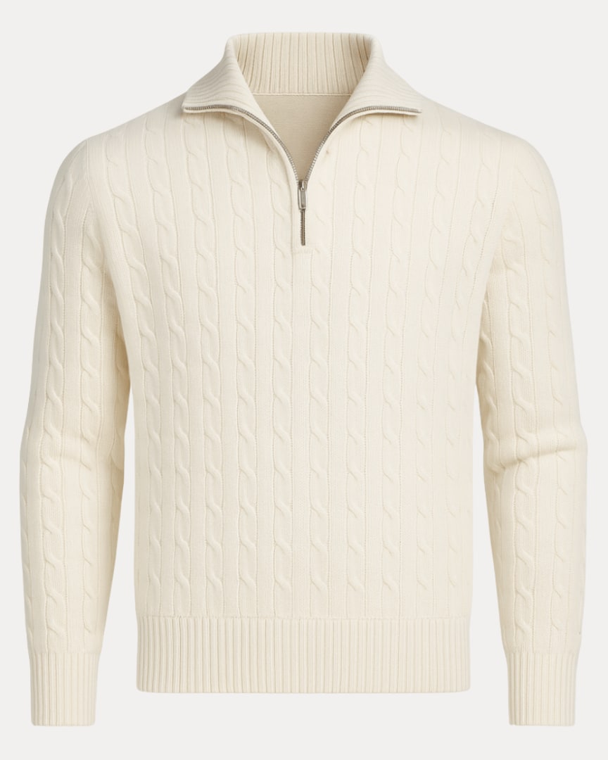 Cable Knit Half Zip Jumper for Men with Zip Collar 4