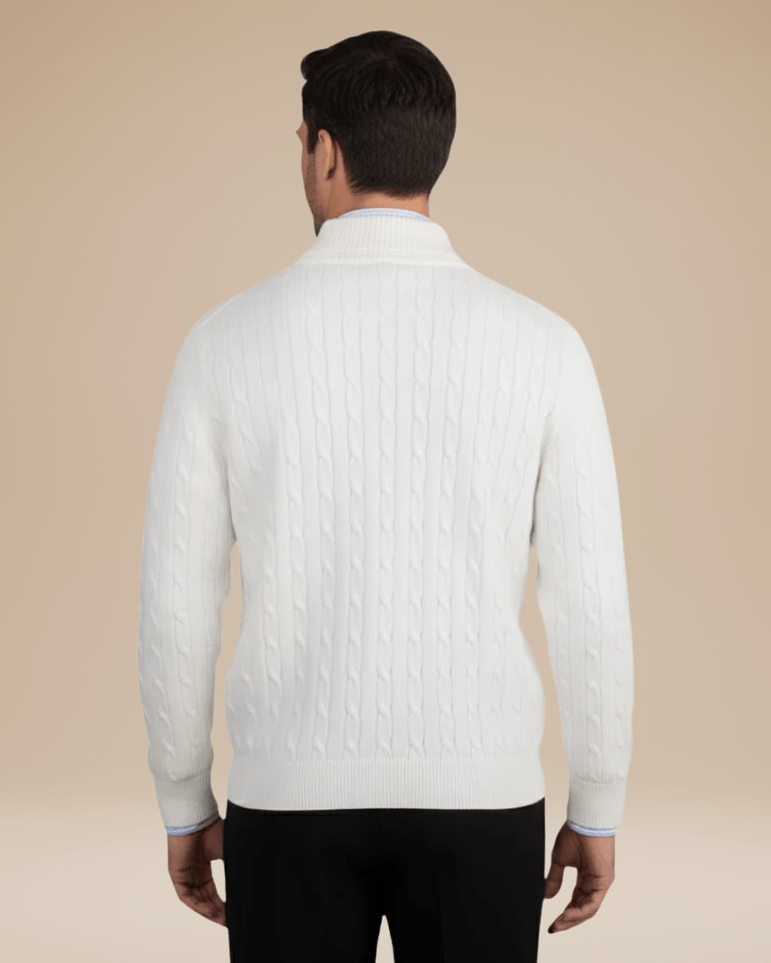 Cable Knit Half Zip Jumper for Men with Zip Collar 5