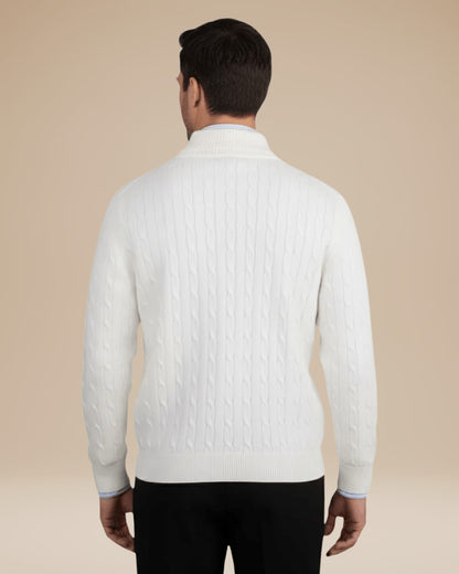 Cable Knit Half Zip Jumper for Men with Zip Collar 5