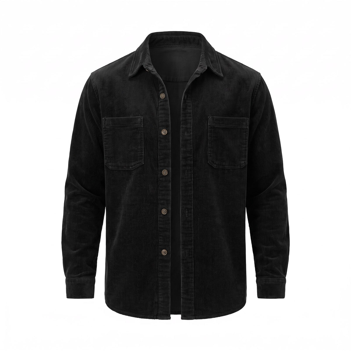 Men's Corduroy Overshirt with Lapel Collar and Chest Pockets 1