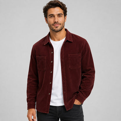 Men's Corduroy Overshirt with Lapel Collar and Chest Pockets 4
