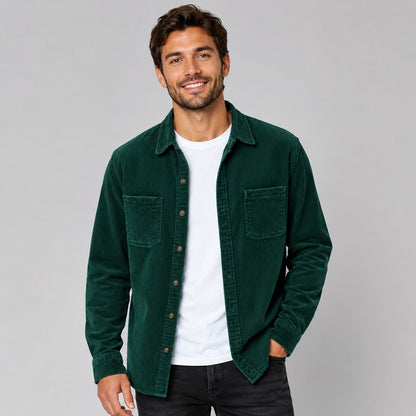 Men's Corduroy Overshirt with Lapel Collar and Chest Pockets 3