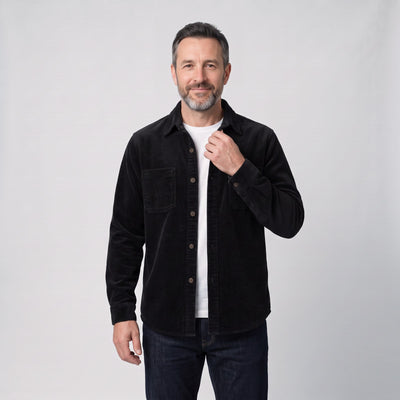 Men's Classic Corduroy Overshirt with Lapel Collar