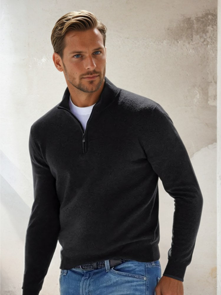 Men's Classic Half Zip Jumper with Stand Collar, Six Colours 4