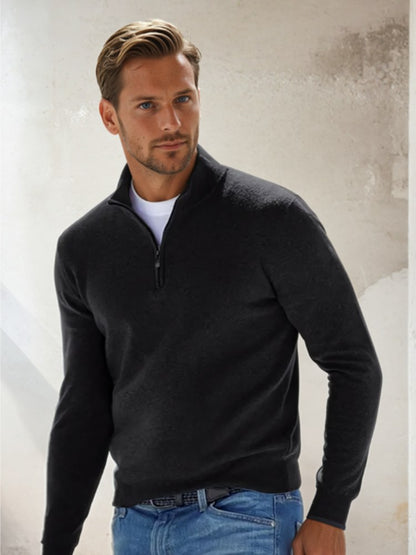 Men's Classic Half Zip Jumper with Stand Collar, Six Colours 4