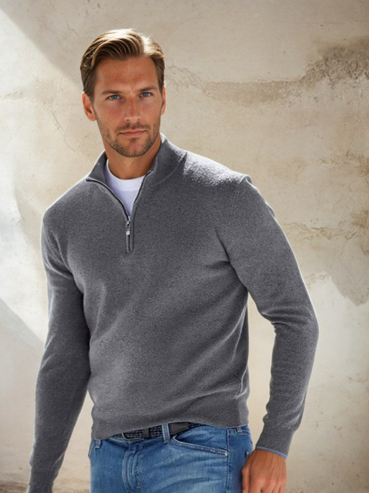 Men's Classic Half Zip Jumper with Stand Collar, Six Colours 5