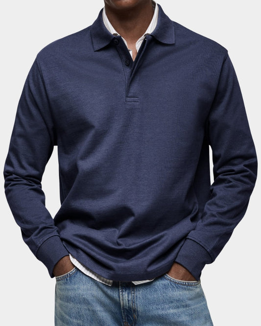 Long Sleeve Polo Shirt Men's Classic Regular Fit Polo 2
