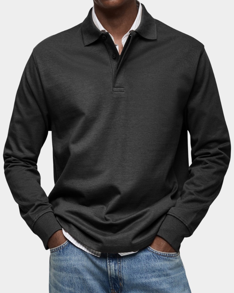 Long Sleeve Polo Shirt Men's Classic Regular Fit Polo 3
