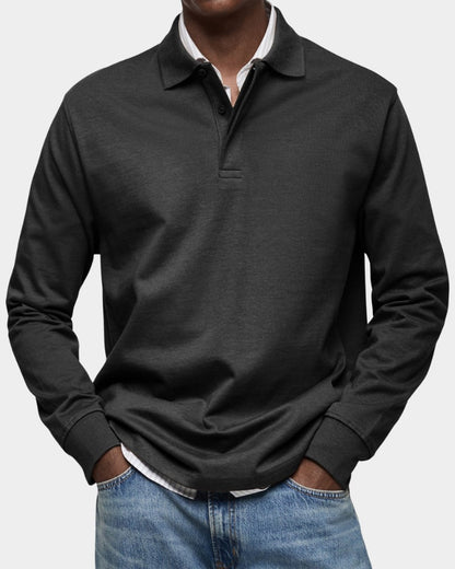 Long Sleeve Polo Shirt Men's Classic Regular Fit Polo 3