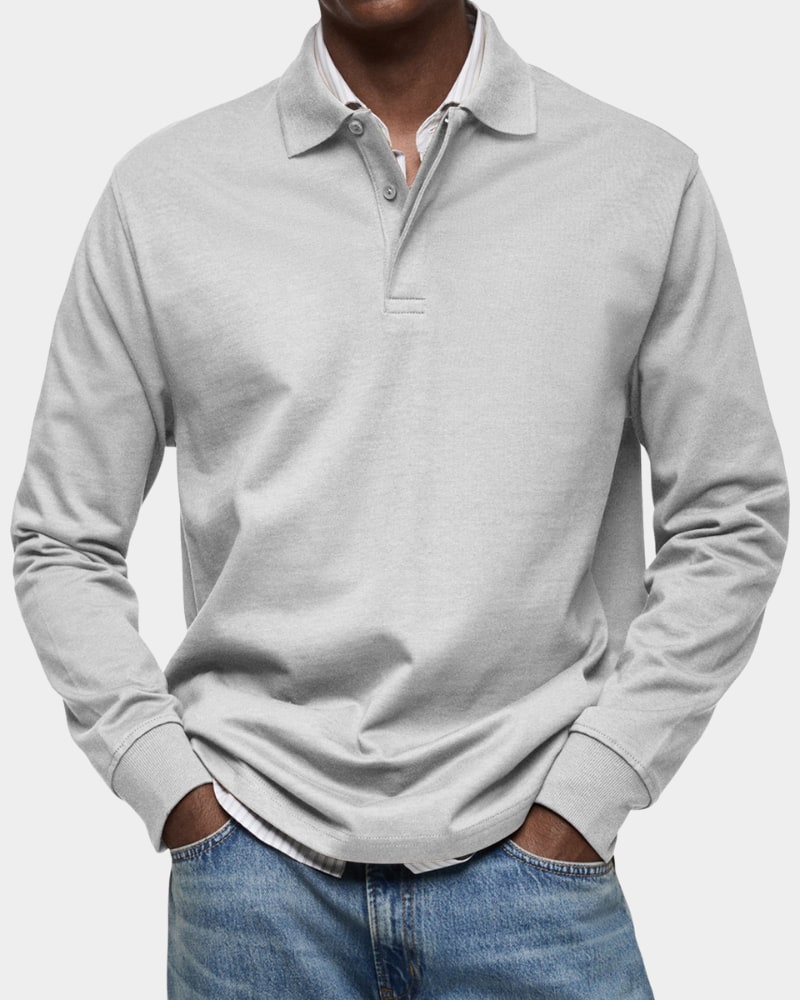 Long Sleeve Polo Shirt Men's Classic Regular Fit Polo 4