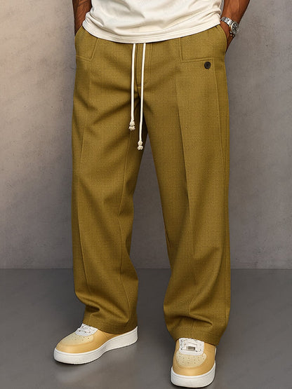 Wide Leg Trousers for Men, Classic Drawstring Trousers 2