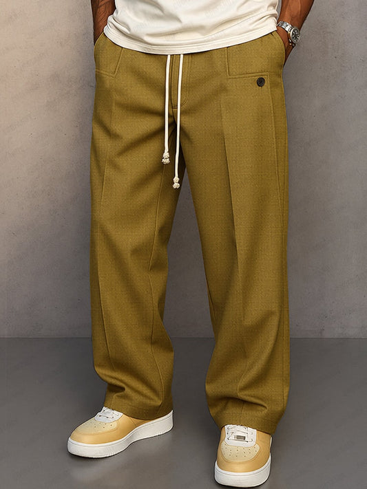 Wide Leg Trousers for Men, Classic Drawstring Trousers 2