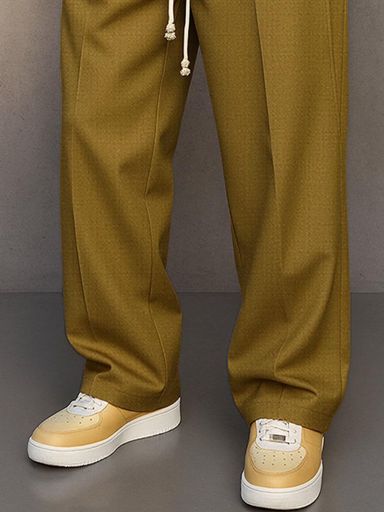 Wide Leg Trousers for Men, Classic Drawstring Trousers 4