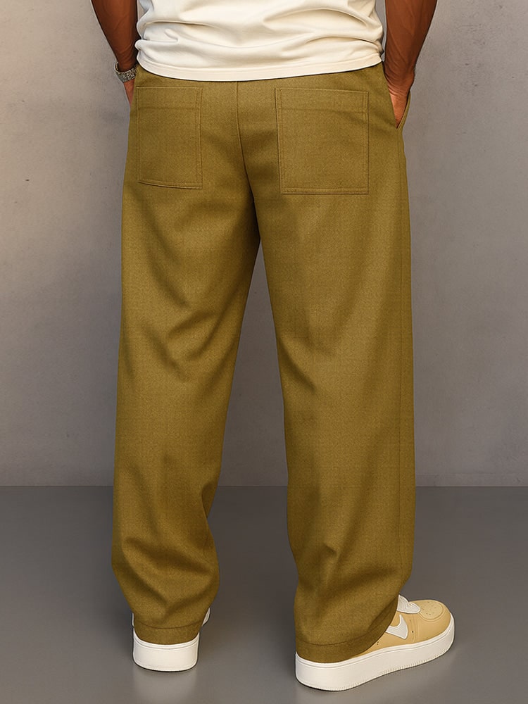 Wide Leg Trousers for Men, Classic Drawstring Trousers 5