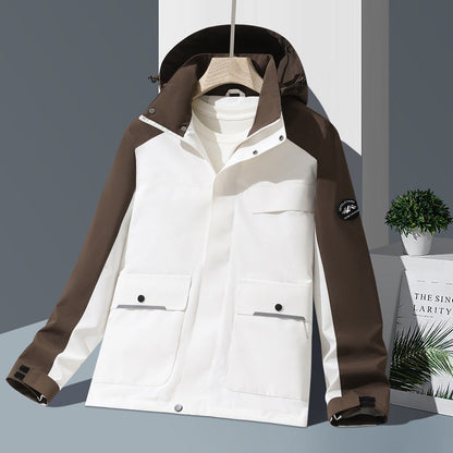 Colour Block Technical Rain Jacket for Women with Hood 7