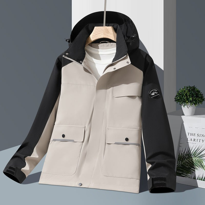 Colour Block Technical Rain Jacket for Women with Hood 5