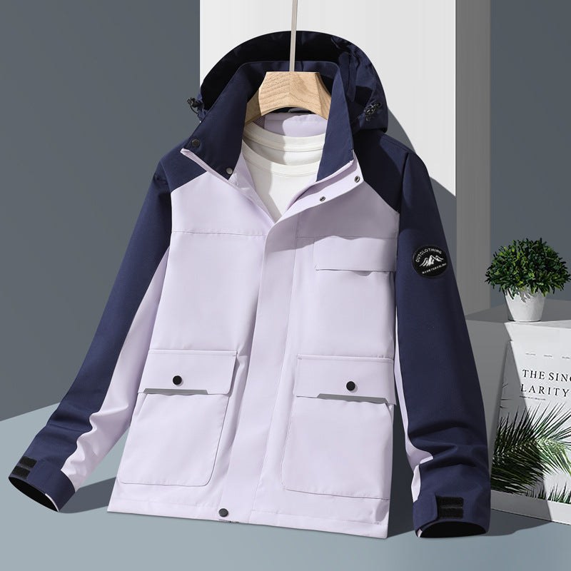 Colour Block Technical Rain Jacket for Women with Hood 6