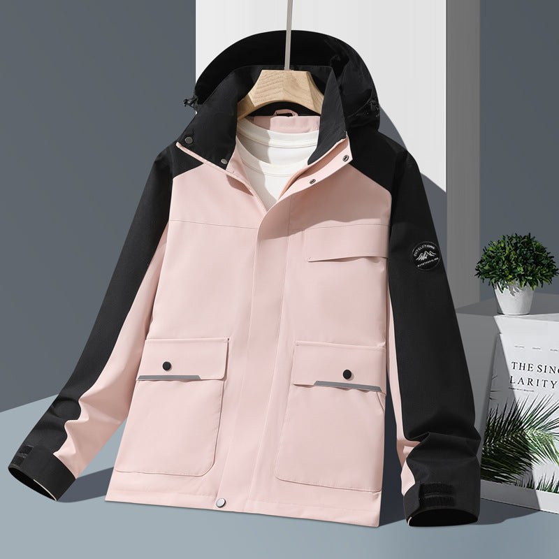 Colour Block Technical Rain Jacket for Women with Hood 4