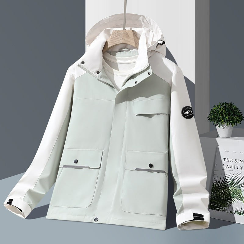 Colour Block Technical Rain Jacket for Women with Hood 3