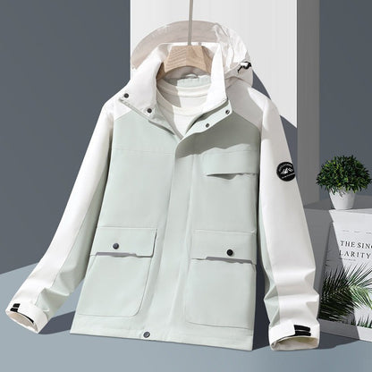 Colour Block Technical Rain Jacket for Women with Hood 3