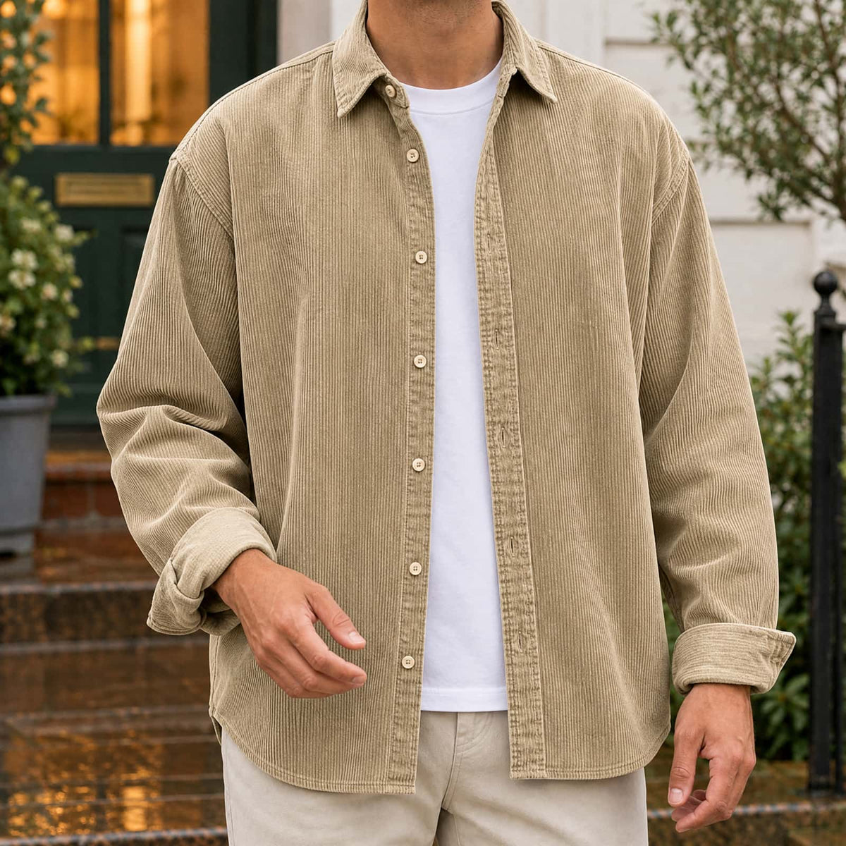 Khaki corduroy overshirt