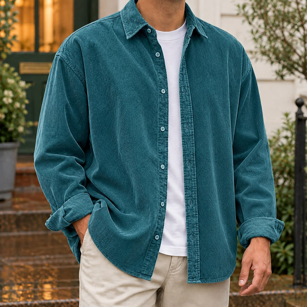 Teal corduroy overshirt