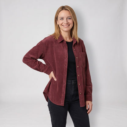 Corduroy Shirt, Corduroy Shacket with Chest Pocket 1