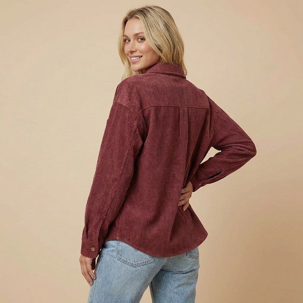 Corduroy Shirt, Corduroy Shacket with Chest Pocket 3