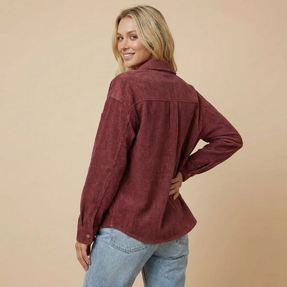 Corduroy Shirt, Corduroy Shacket with Chest Pocket 3