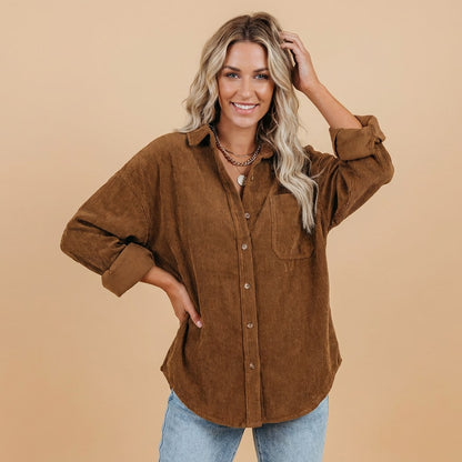 Corduroy Shirt, Corduroy Shacket with Chest Pocket 4