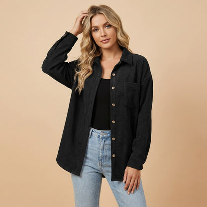 Corduroy Shirt, Corduroy Shacket with Chest Pocket 6