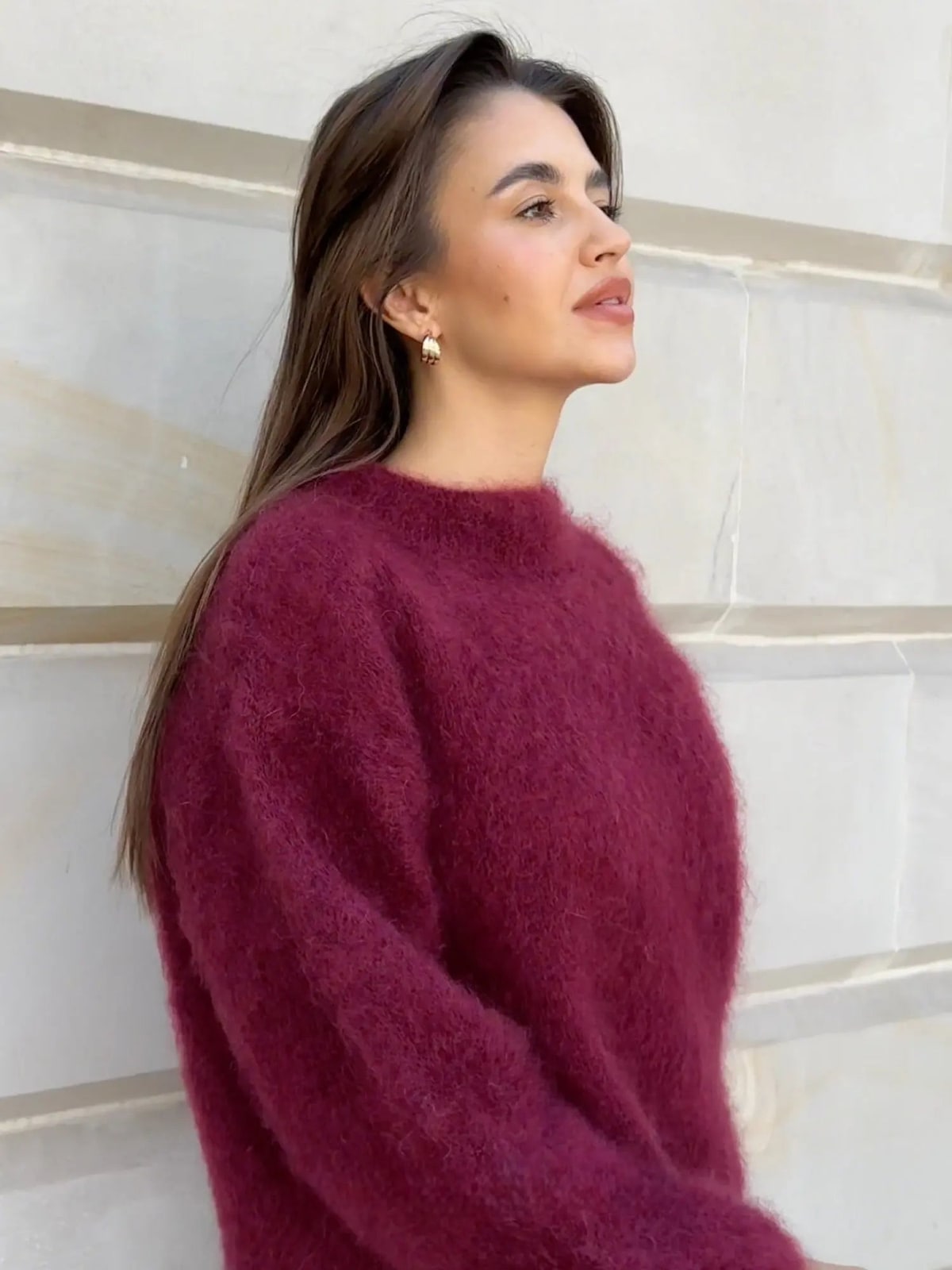 Crew Neck Jumper, Fluffy Winter Knit with Relaxed Fit 4
