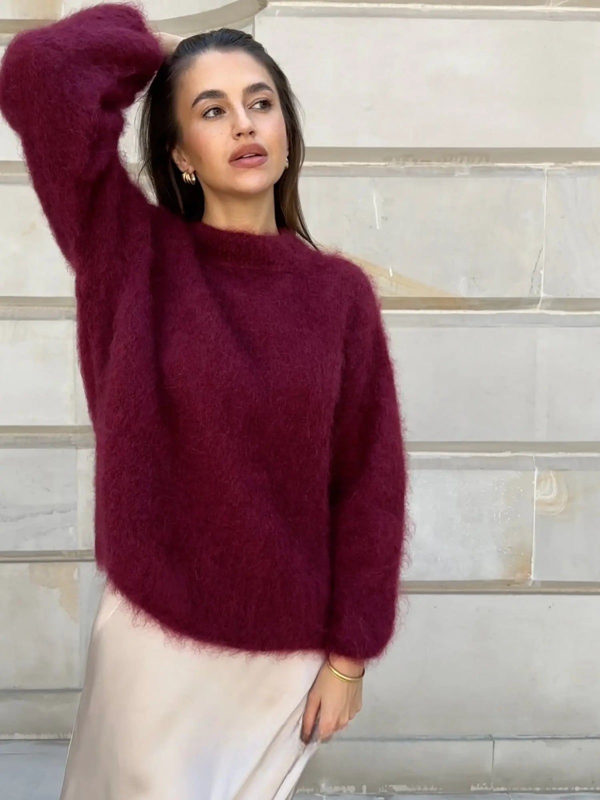 Crew Neck Jumper, Fluffy Winter Knit with Relaxed Fit 5