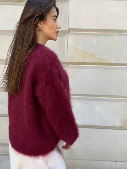 Crew Neck Jumper, Fluffy Winter Knit with Relaxed Fit 6