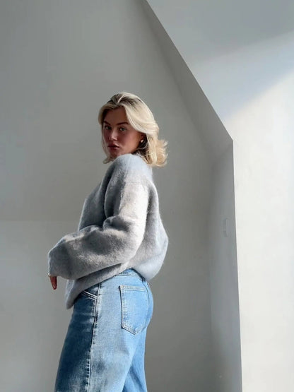 Crew Neck Jumper, Fluffy Winter Knit with Relaxed Fit 7