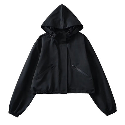 Cropped Hooded Rain Jacket for Women, Water-Resistant 3