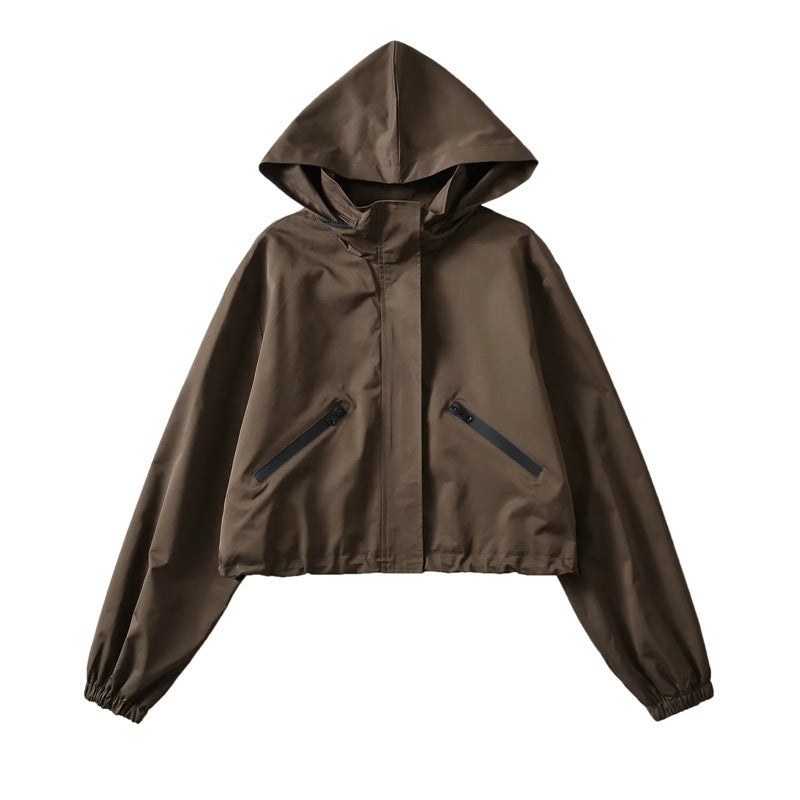 Cropped Hooded Rain Jacket for Women, Water-Resistant 2