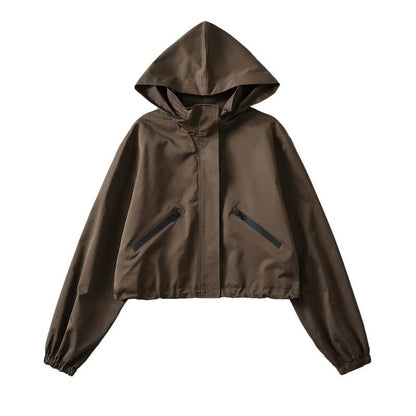 Cropped Hooded Rain Jacket for Women, Water-Resistant 2