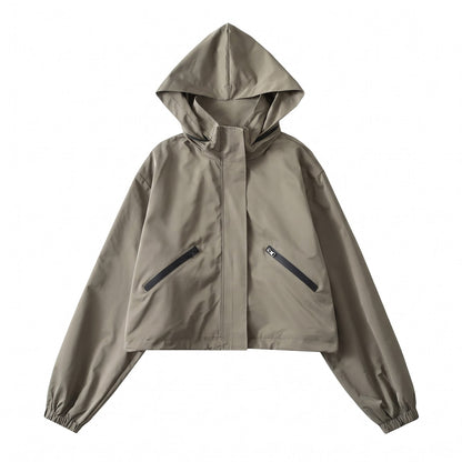 Cropped Hooded Rain Jacket for Women, Water-Resistant 1