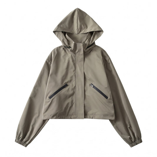 Cropped Hooded Rain Jacket for Women, Water-Resistant 1