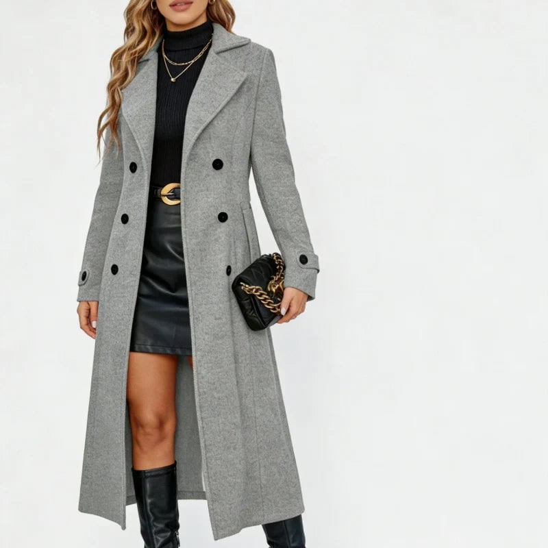 Double-Breasted Wool-Look Coat with Notch Lapels and Tailored Fit 4