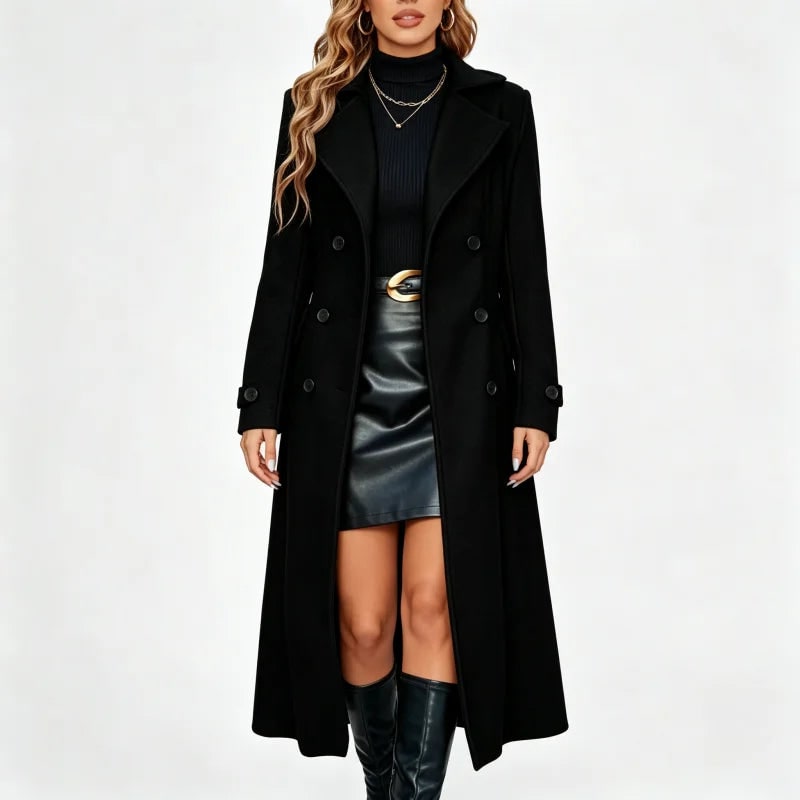 Double-Breasted Wool-Look Coat with Notch Lapels and Tailored Fit 6