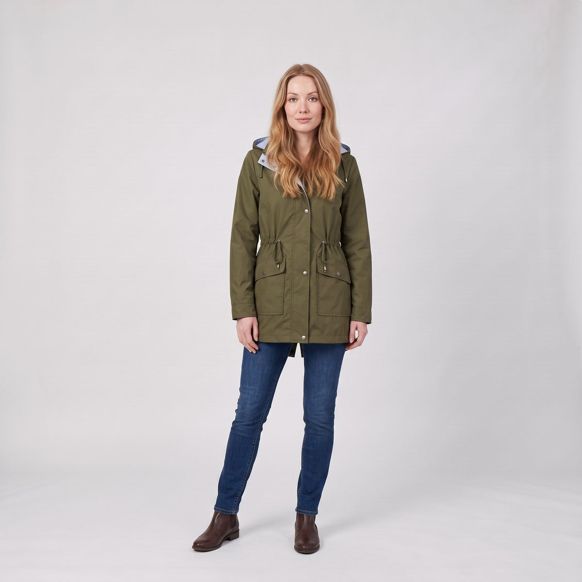 Drawstring Waist Hooded Parka