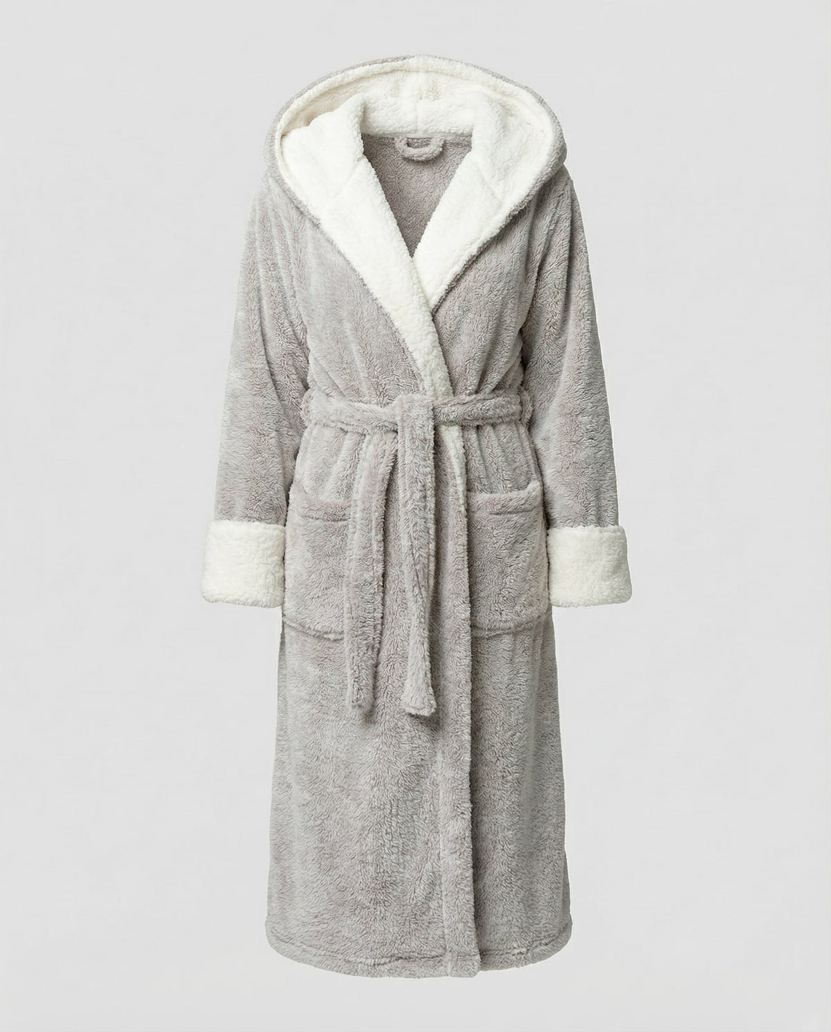 Hooded Fleece Dressing Gown for Women with Sherpa Trim 4