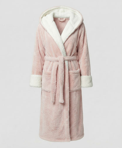 Hooded Fleece Dressing Gown for Women with Sherpa Trim 8