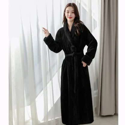Long Plush Fleece Dressing Gown for Women with Shawl Collar 5