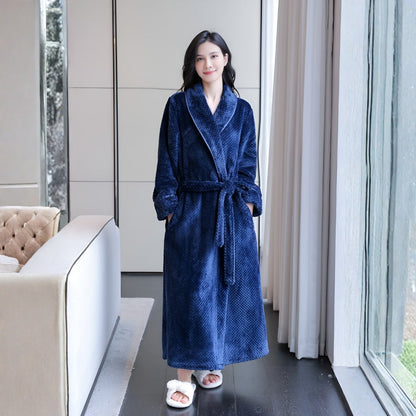 Long Plush Fleece Dressing Gown for Women with Shawl Collar 7